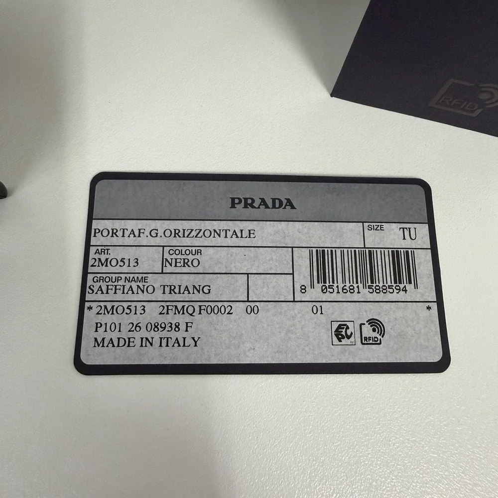 Authentic Mens Prada Bi Fold Saffiano Wallet Black NIB 2MO513 $795.00